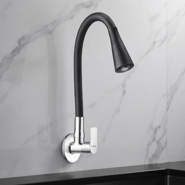 HiFE Black Flexible Neck Sink Faucet with Spray Head