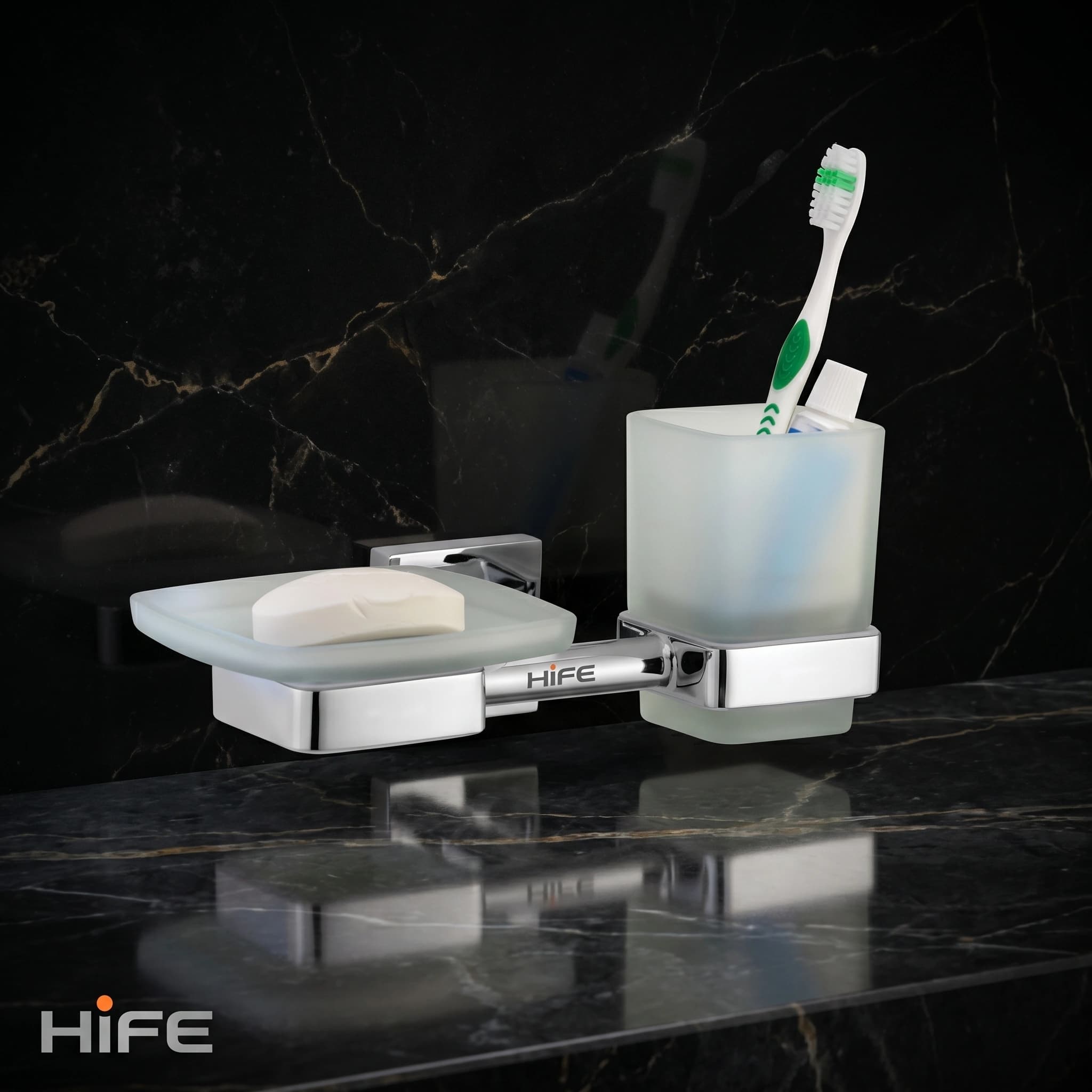 HIFE Kubix Soap Dish Cum Tumbler (Glass)