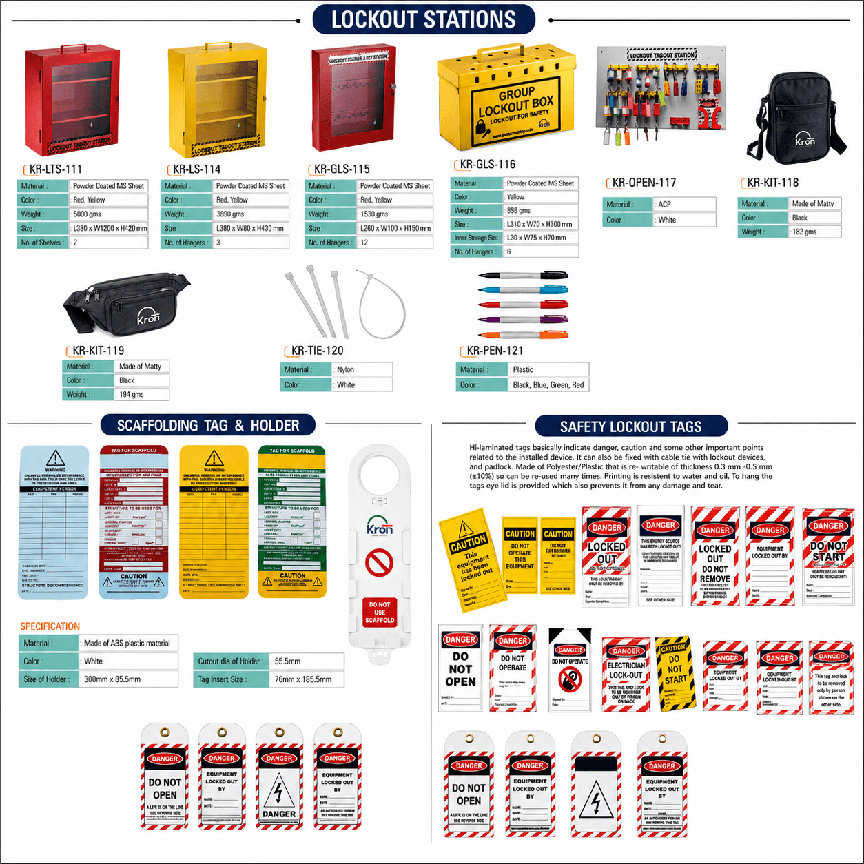 KRON Lock Out Tag Out (LOTO) Safety Products