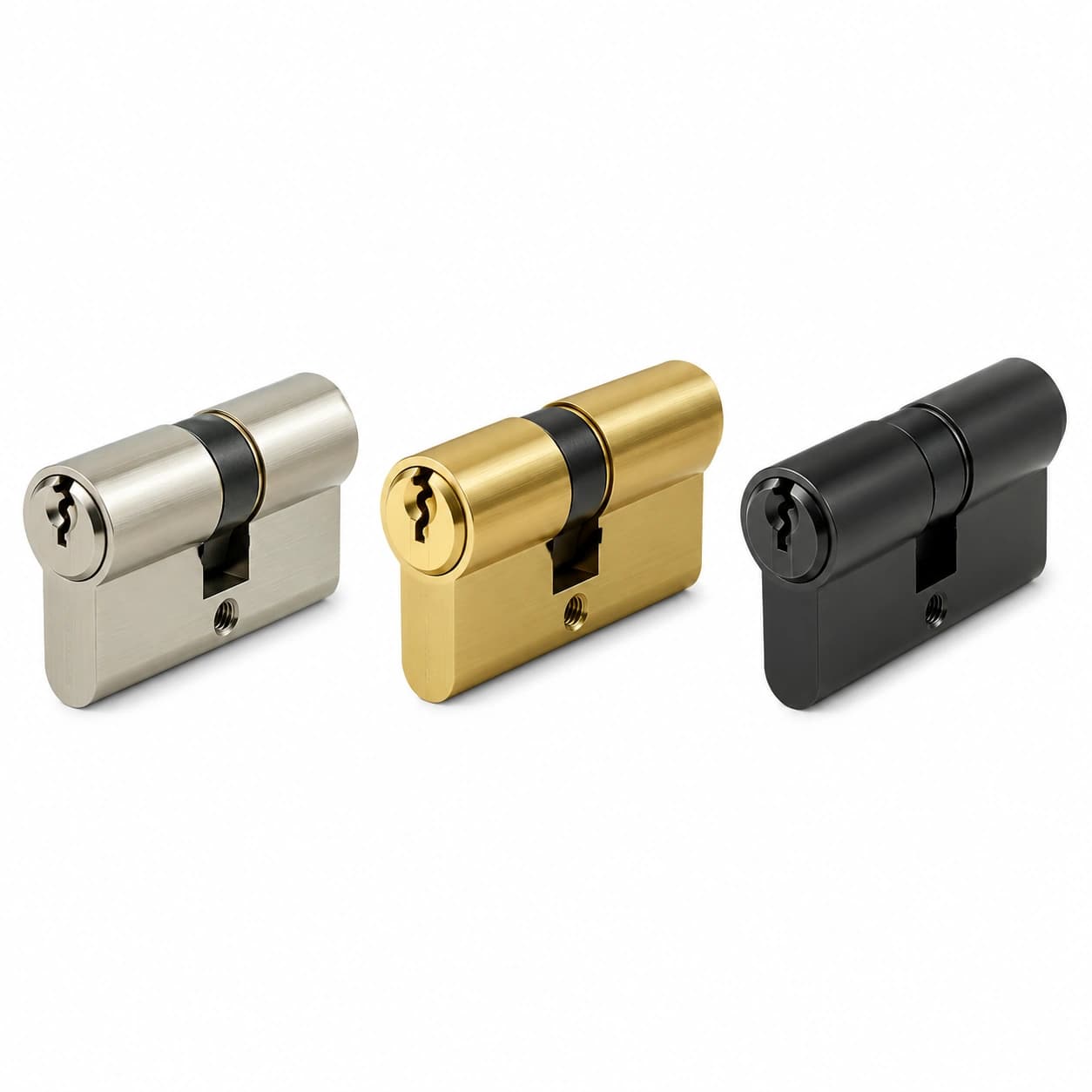 Kalos Euro Profile Double Cylinder Lock – Satin Nickel, Brass & Black