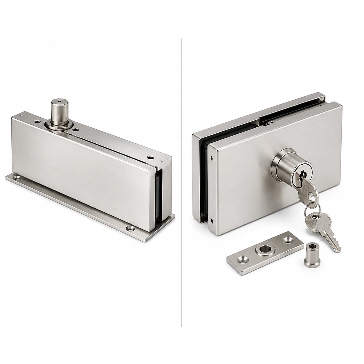 Stainless Steel Glass Door Floor Spring & Lock Set