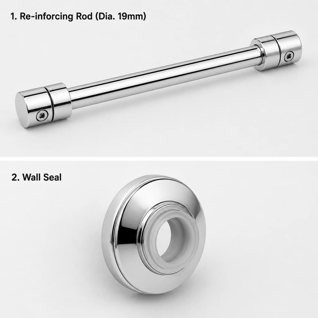 Shower Reinforcing Rod & Chrome Wall Seal